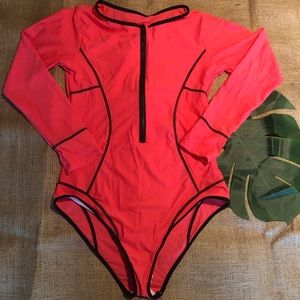 Red and black long sleeve bikini size XL